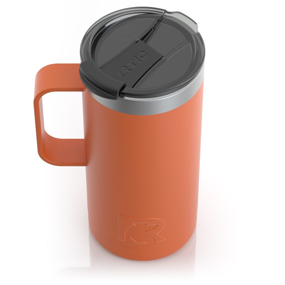 orange travel mug with handle