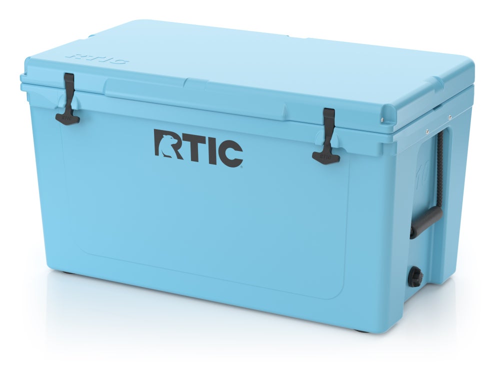 110 QT Ultra-Tough Cooler, Blue, Heavy Duty Rope Handles, T-Latch Closure