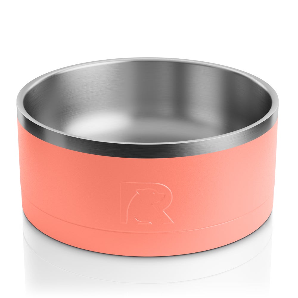 Large 3-In-1 Dog Bowl, Coral & Light Grey