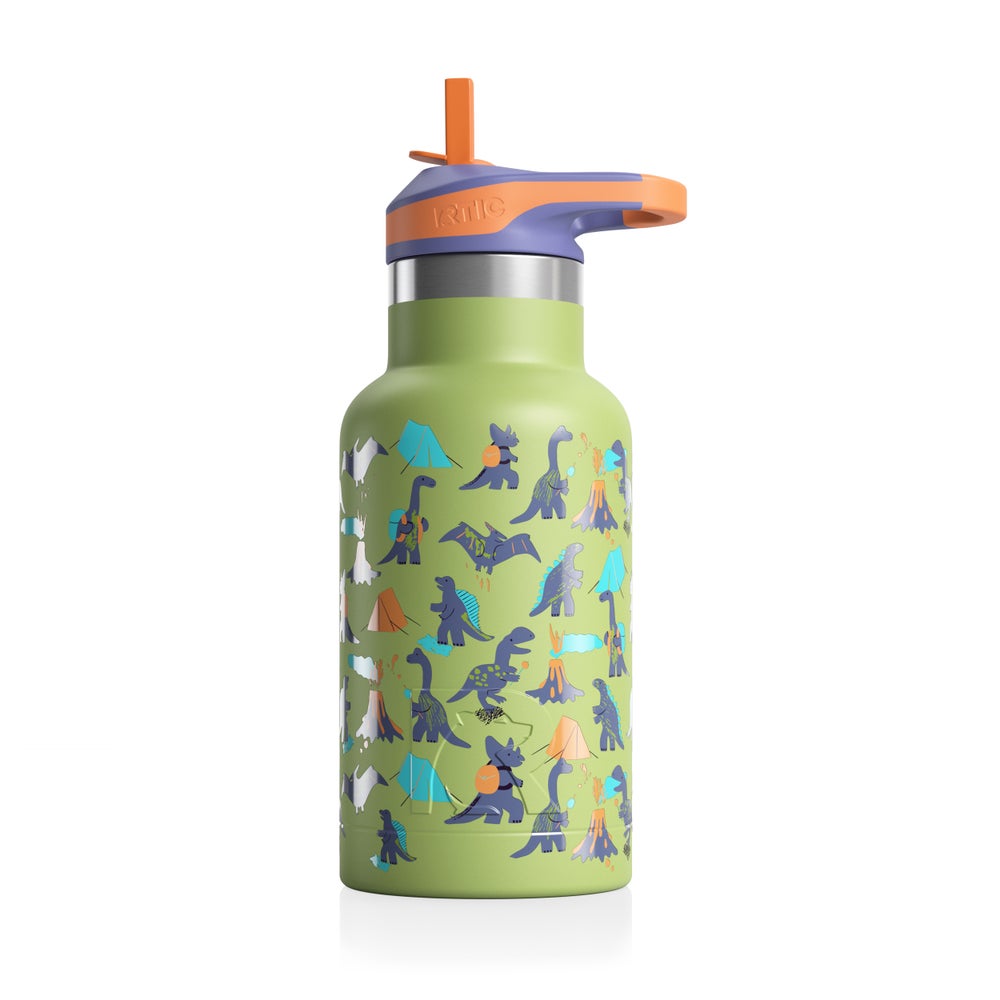 12oz Cub Bottle, Green Camp Dinos