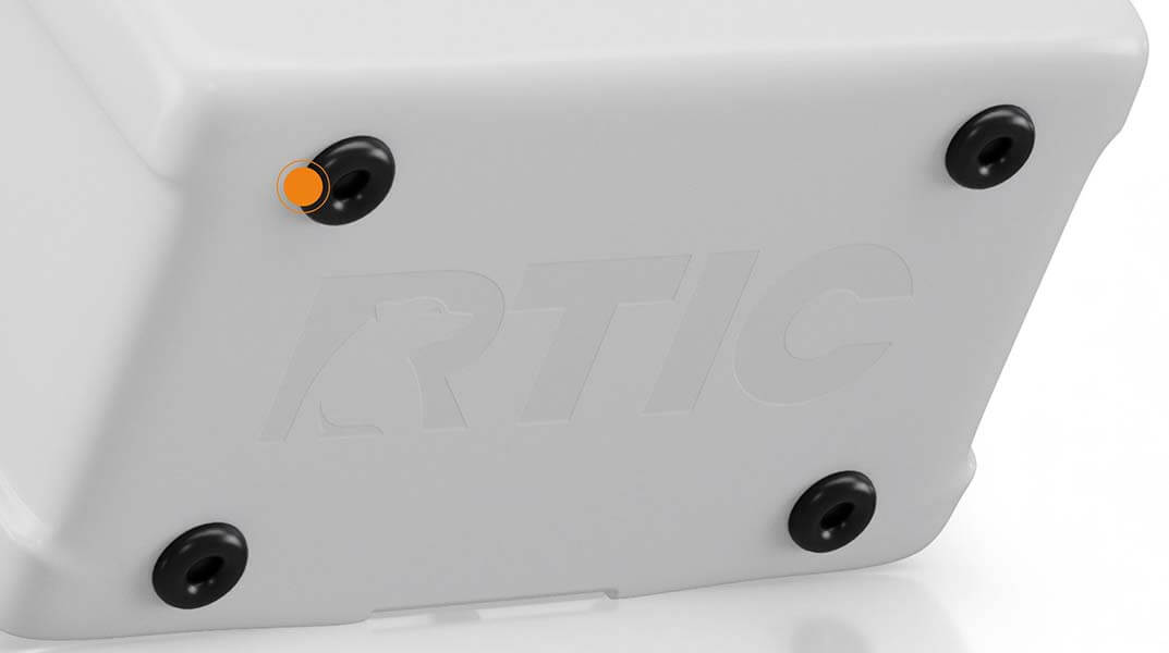 Close up of the non-skid rubber feet on the RTIC 22QT Ultra-Light Cooler